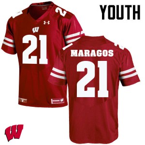 Youth Wisconsin Badgers Chris Maragos #21 Red Embroidery Jerseys 964471-967