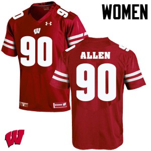 Women Wisconsin Badgers Connor Allen #90 Red High School Jerseys 368950-714