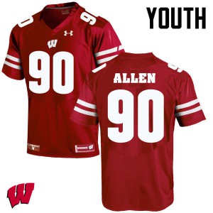 Youth Wisconsin Badgers Connor Allen #96 Red Football Jerseys 978024-412