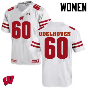Womens Wisconsin Badgers Connor Udelhoven #60 Stitch White Jersey 371794-567