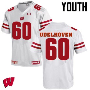 Youth Wisconsin Badgers Connor Udelhoven #60 White Stitched Jerseys 380514-288