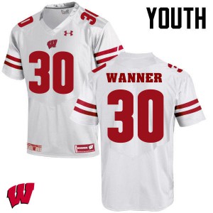 Youth Wisconsin Badgers Coy Wanner #30 White Football Jersey 428230-692
