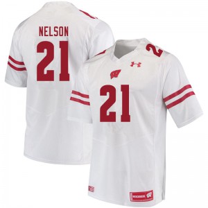 Men's Wisconsin Badgers Cooper Nelson #21 White Stitched Jersey 305304-502