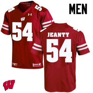 Men Wisconsin Badgers Dallas Jeanty #54 Embroidery Red Jersey 137360-101