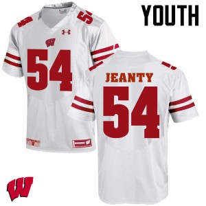 Youth Wisconsin Badgers Dallas Jeanty #54 Official White Jersey 902921-800