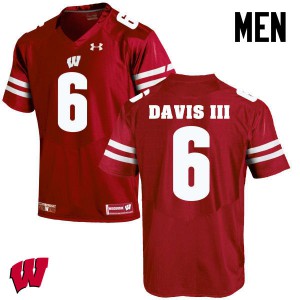 Mens Wisconsin Badgers Danny Davis III #6 Red NCAA Jerseys 784421-257