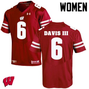 Womens Wisconsin Badgers Danny Davis III #6 Red Stitch Jerseys 419762-681