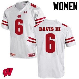 Women Wisconsin Badgers Danny Davis III #6 White Football Jersey 791758-206