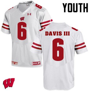 Youth Wisconsin Badgers Danny Davis III #6 Stitched White Jersey 351038-892