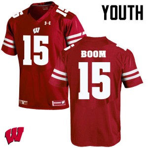 Youth Wisconsin Badgers Danny Vanden Boom #15 Red Stitched Jersey 193774-546