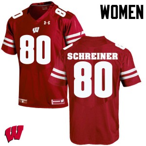 Womens Wisconsin Badgers Dave Schreiner #80 Stitch Red Jersey 824238-640