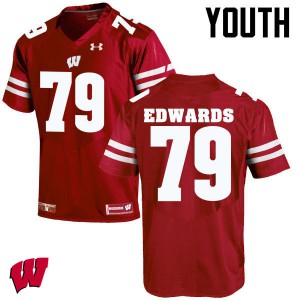 Youth Wisconsin Badgers David Edwards #79 Red Official Jersey 312175-750