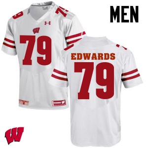 Men's Wisconsin Badgers David Edwards #79 White Embroidery Jerseys 520859-639