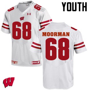 Youth Wisconsin Badgers David Moorman #68 Football White Jersey 946726-699