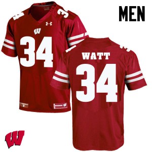 Men Wisconsin Badgers Derek Watt #34 Embroidery Red Jerseys 848863-271
