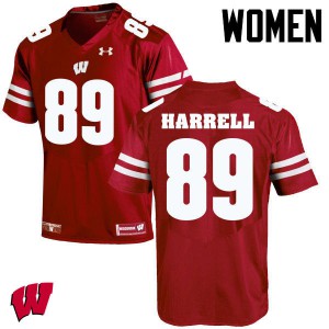 Womens Wisconsin Badgers Deron Harrell #89 Red University Jerseys 464168-594