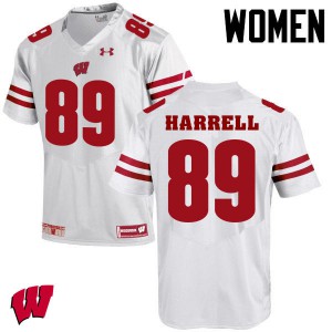 Women Wisconsin Badgers Deron Harrell #89 Embroidery White Jersey 615651-785