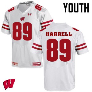 Youth Wisconsin Badgers Deron Harrell #89 Stitched White Jerseys 258313-264