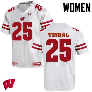 Women's Wisconsin Badgers Derrick Tindal #25 White University Jersey 802199-769