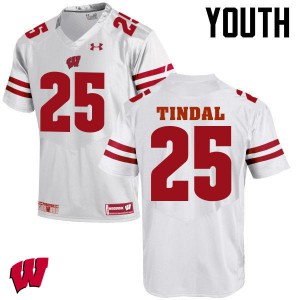 Youth Wisconsin Badgers Derrick Tindal #25 Official White Jersey 495417-252