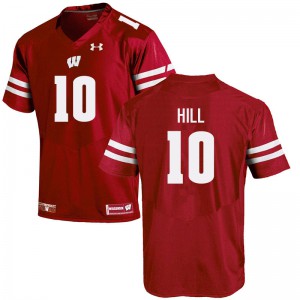 Men's Wisconsin Badgers Deacon Hill #10 Stitch Red Jersey 371693-695