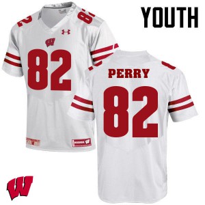 Youth Wisconsin Badgers Emmet Perry #82 White Embroidery Jersey 376602-195