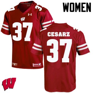 Womens Wisconsin Badgers Ethan Cesarz #37 Stitch Red Jerseys 606270-875