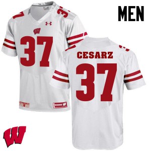 Mens Wisconsin Badgers Ethan Cesarz #37 White Stitched Jersey 785083-561