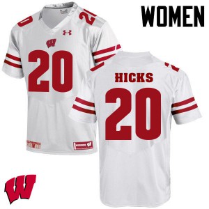 Womens Wisconsin Badgers Faion Hicks #20 University White Jerseys 636484-193