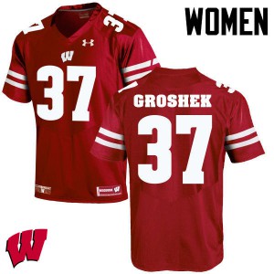 Women Wisconsin Badgers Garrett Groshek #14 Football Red Jerseys 659399-921