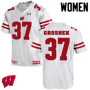 Women's Wisconsin Badgers Garrett Groshek #14 White Stitch Jersey 437383-951