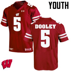 Youth Wisconsin Badgers Garret Dooley #5 Red Stitched Jersey 738603-487