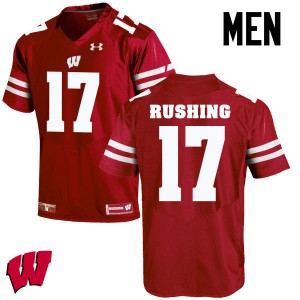 Mens Wisconsin Badgers George Rushing #17 University Red Jersey 509676-763
