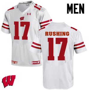 Men's Wisconsin Badgers George Rushing #17 College White Jerseys 399558-966