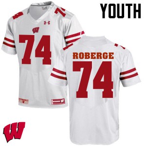 Youth Wisconsin Badgers Gunnar Roberge #74 NCAA White Jersey 476346-125