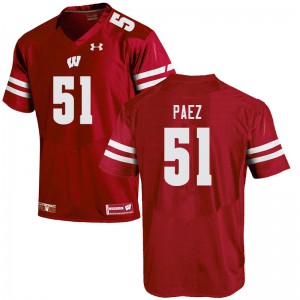 Mens Wisconsin Badgers Gio Paez #51 Stitched Red Jersey 208834-716