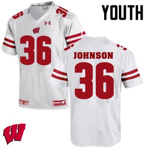 Youth Wisconsin Badgers Hunter Johnson #36 White Football Jerseys 431027-256
