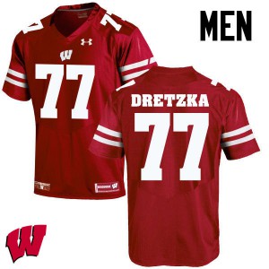 Men's Wisconsin Badgers Ian Dretzka #77 Red Football Jersey 729122-554