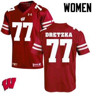 Women Wisconsin Badgers Ian Dretzka #77 Red Official Jersey 552184-958