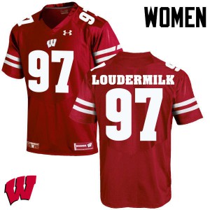 Womens Wisconsin Badgers Isaiahh Loudermilk #97 Red Stitch Jersey 484040-617