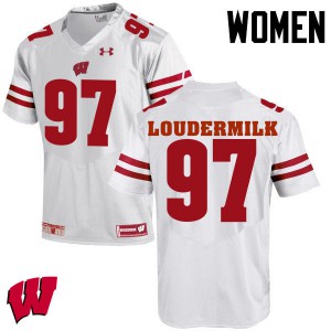 Women's Wisconsin Badgers Isaiahh Loudermilk #97 White NCAA Jersey 186946-859