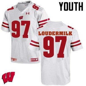 Youth Wisconsin Badgers Isaiahh Loudermilk #97 High School White Jerseys 923551-922