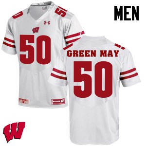 Men's Wisconsin Badgers Izayah Green-May #50 Football White Jersey 998534-202