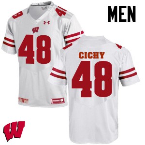 Men's Wisconsin Badgers Jack Cichy #48 Embroidery White Jersey 856281-924