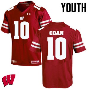 Youth Wisconsin Badgers Jack Coan #10 Official Red Jersey 278448-104