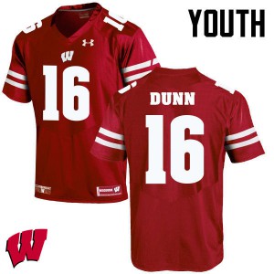 Youth Wisconsin Badgers Jack Dunn #16 Red Stitch Jerseys 856279-567