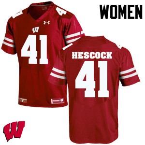 Women Wisconsin Badgers Jake Hescock #41 Football Red Jersey 403074-177