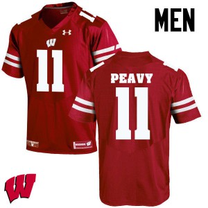 Men's Wisconsin Badgers Jazz Peavy #11 Red NCAA Jersey 925061-449