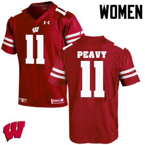 Womens Wisconsin Badgers Jazz Peavy #11 Red Football Jersey 648700-390