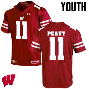 Youth Wisconsin Badgers Jazz Peavy #11 Stitch Red Jersey 777206-908